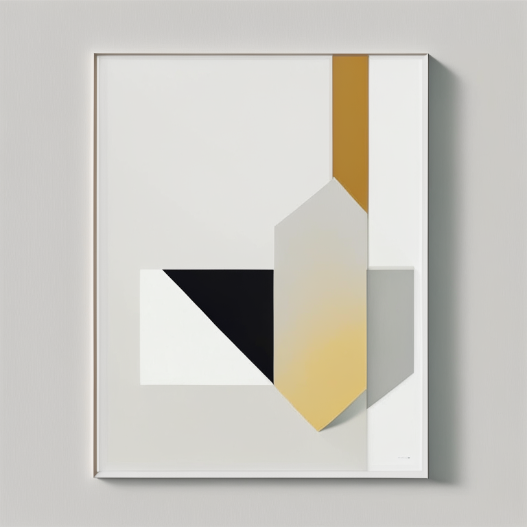 a minimalist abstract painting with simple geometric shapes, limited palette and empty space