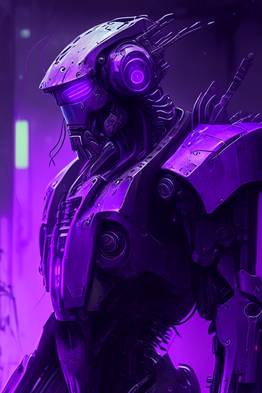 Cyberpunk purple ai robot