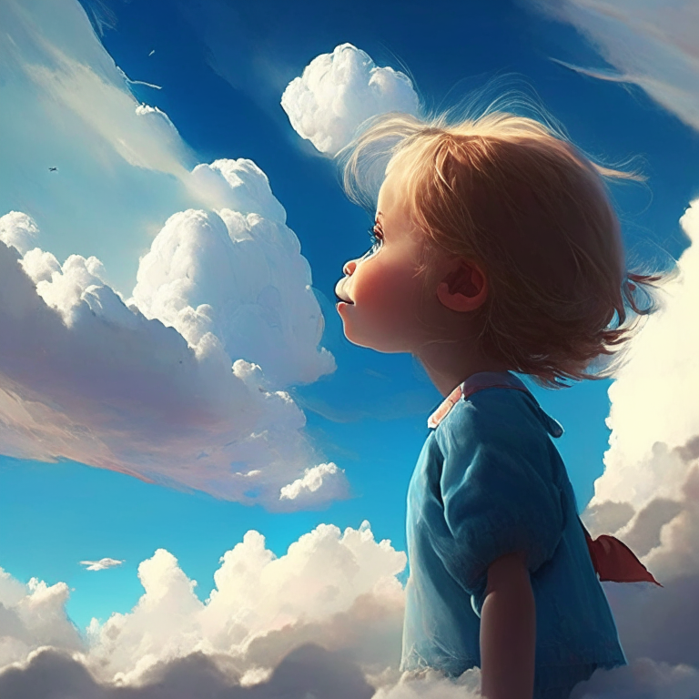 Sky best scene  a cute child saw that