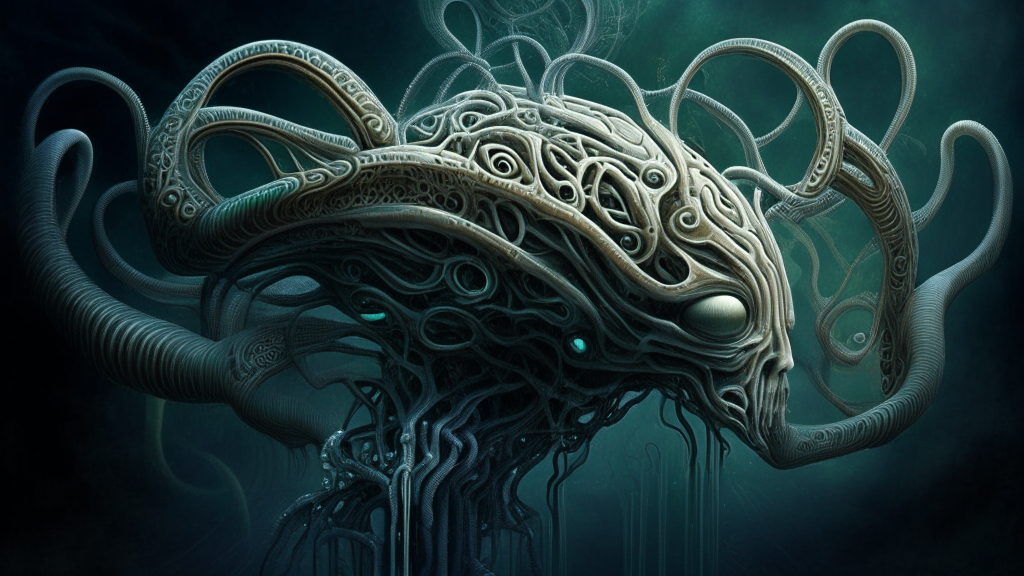 alien biomechanical tentacles passing into the minds of humans taking their thoughts