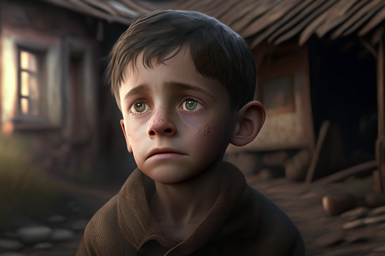 In a small village lived a young boy named Oliver adolecen .ultra realistic cinematic