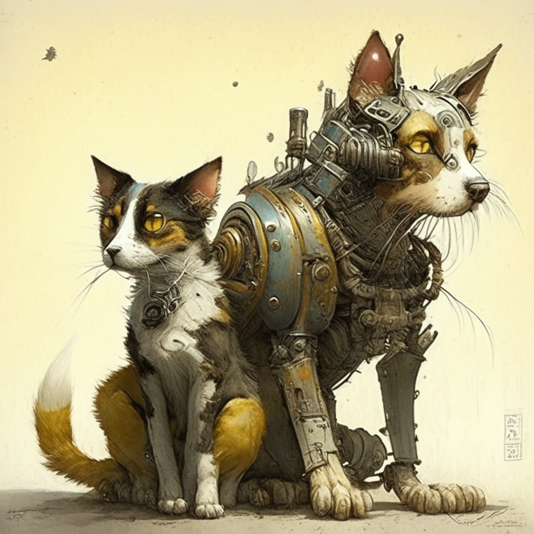 ((Illustration in the style of)), Jean Baptiste Monge.

dog and cat