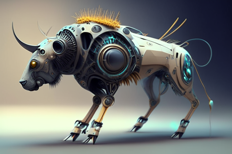 Futuristic animals with robotic parts