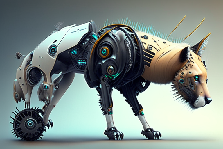 Futuristic animals with robotic parts