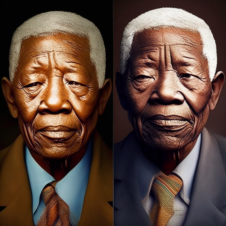 Nelson Mandela transforming into Nelson Mandela
