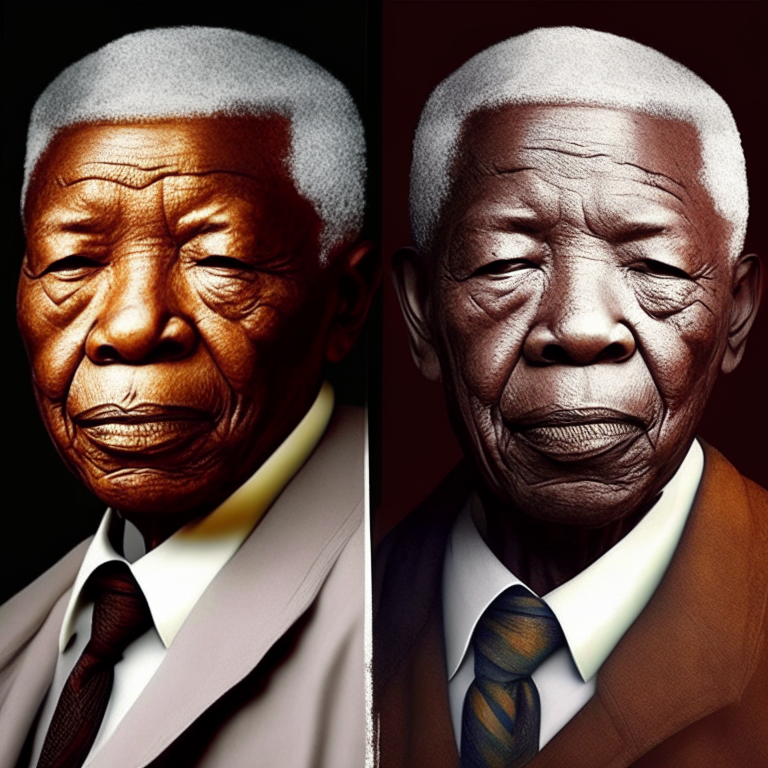 Nelson Mandela transforming into Nelson Mandela
