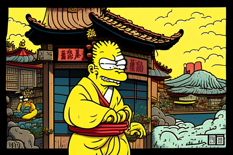 the simpson in Ukiyoe style  