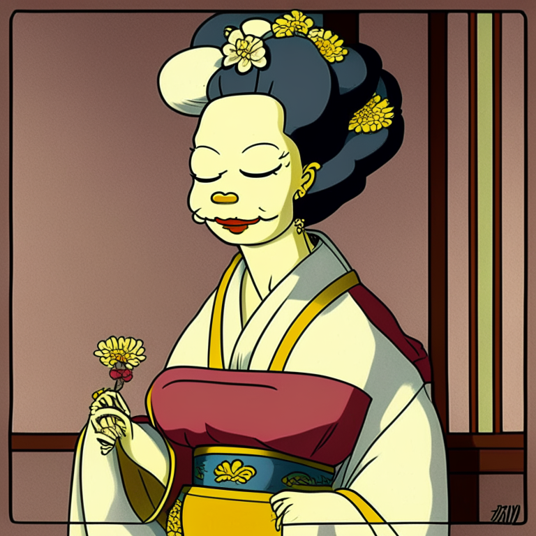 March Simpson as a geisha un Ukiyoe style