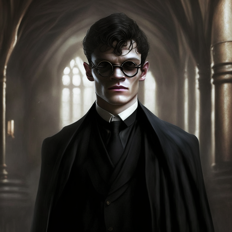 men in black as a charcter from Harry Potter in Hogwarts