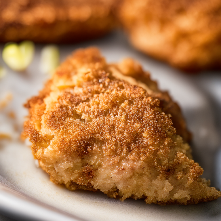 Air Fryer Crispy Parmesan Pork Cutlets with Oven-Baked Apple Crisp, natural window lighting, ultra high definition, every detail in focus, close up, manually focused to ensure sharpness throughout the image