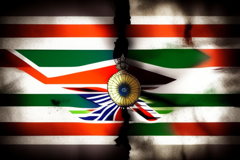 Indian flag against british flag in one picture
