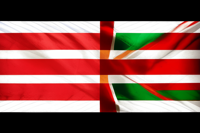 Indian flag and British flag side by side