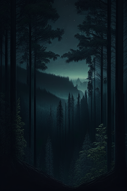 A dark mode forest with beautiful view 