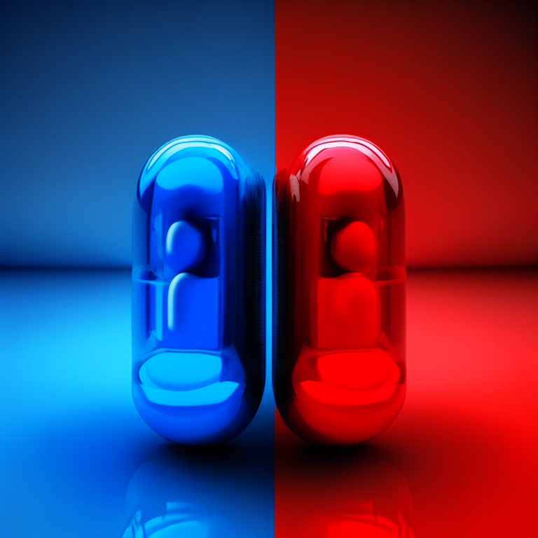 HD wallpaper: blue and red medication capsules, take the blue pill and take the yellow pill