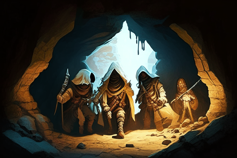 assassinos escondidos em caverna