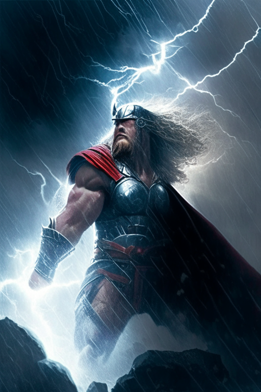 Thor surrounded by thunder