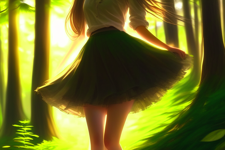 Girl pulling her skirt up