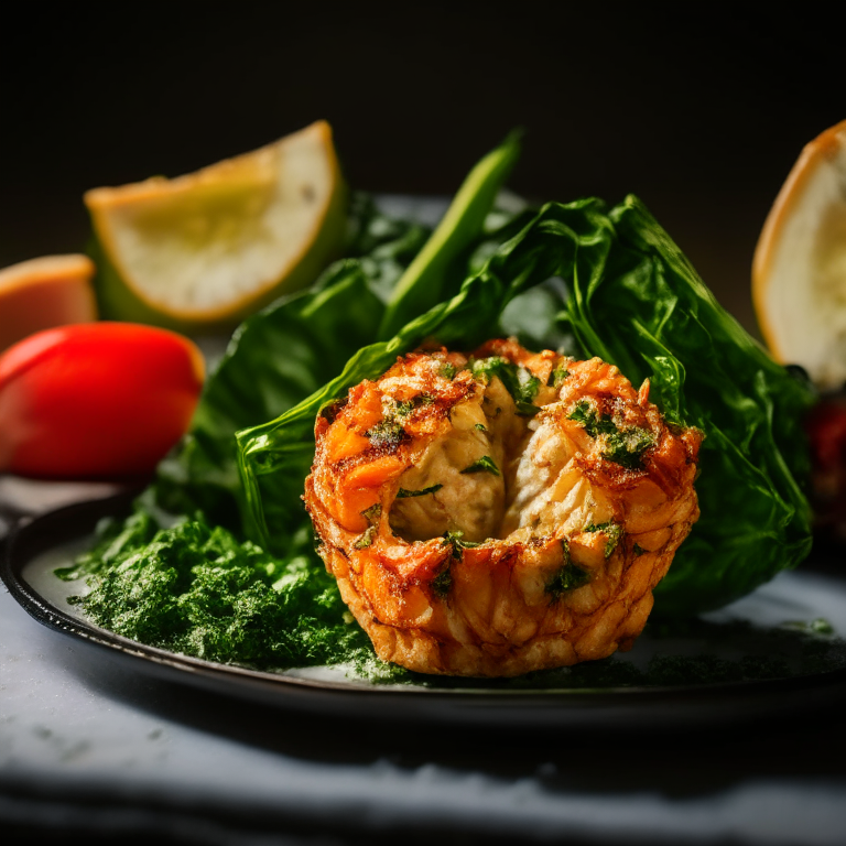 Stuffed Baked Shrimp with Crab and Spinach (Air Fryer and Oven), filling frame, bright studio lighting, razor sharp focus on shrimp, spinach and crab stuffing, ultra HD