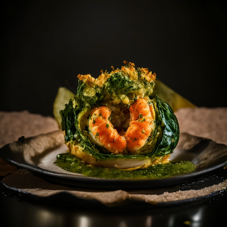 Stuffed Baked Shrimp with Crab and Spinach (Air Fryer and Oven), filling frame, bright studio lighting, razor sharp focus on shrimp, spinach and crab stuffing, ultra HD