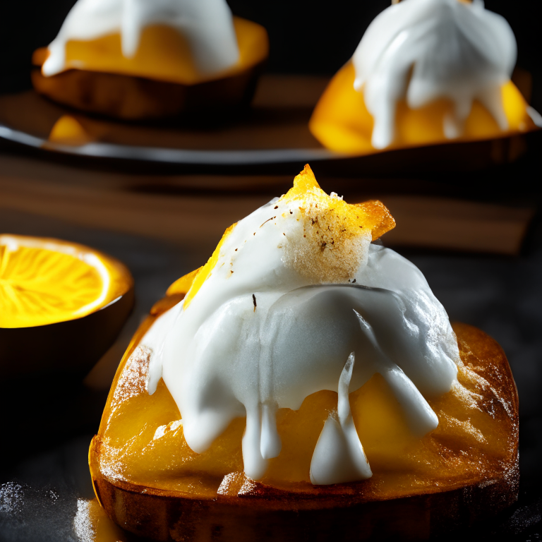 Air Fryer Caramelized Pineapple Slices with Oven-Baked Coconut Vanilla Ice Cream, filling frame, bright studio lighting, razor-sharp focus