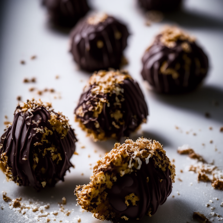 Air Fryer Chocolate Dipped Coconut Macaroons filling frame, bright studio lighting, razor-sharp focus, from below