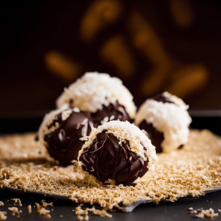 Air Fryer Chocolate Dipped Coconut Macaroons filling frame, bright studio lighting, razor-sharp focus, from front