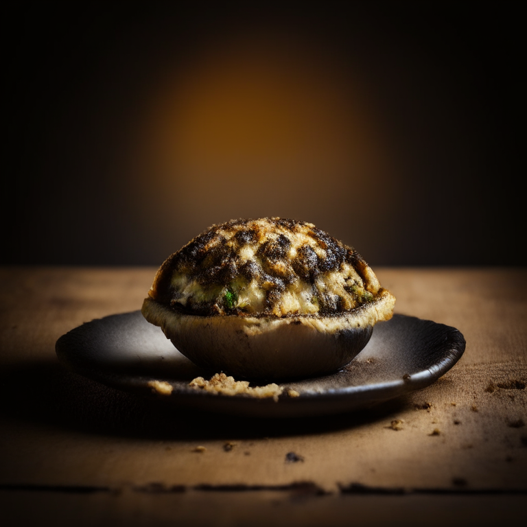 Stuffed portobello mushrooms filling frame, bright studio lighting, razor-sharp focus, shot from front