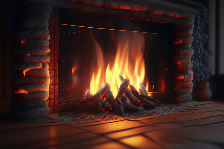  Beautiful fireplace with fire  8k ultra realist