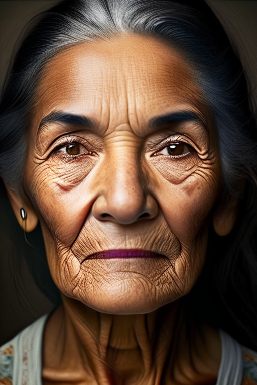 A beautiful old woman, Hispanic, full face, photo realistic, portrait. A beautiful young woman becoming old, Hispanic, full face, photo realistic, portrait