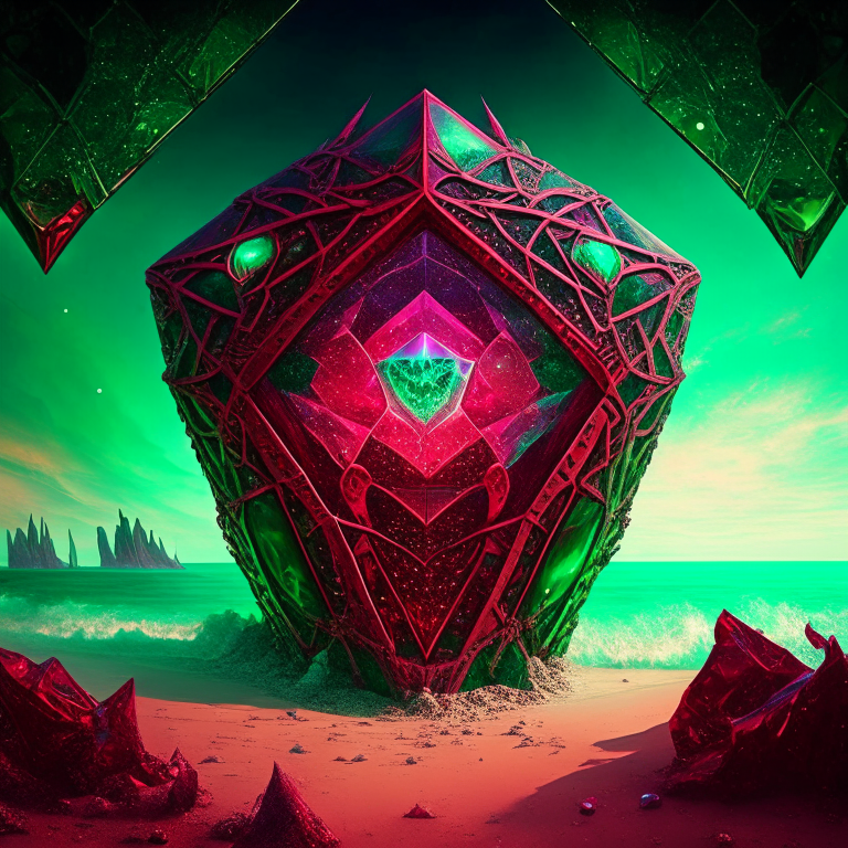 emerald, ruby, crystal gems Armored nether portal lattice, alien worlds,  beach, circus theme