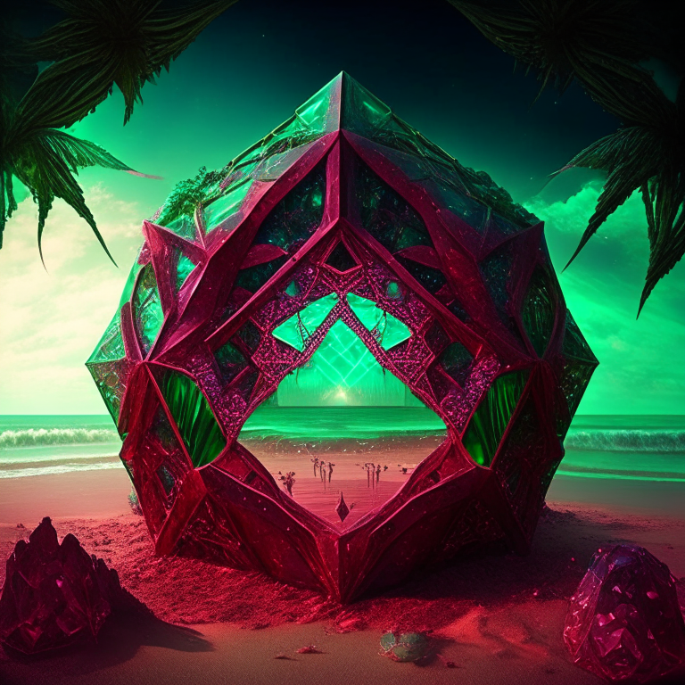 emerald, ruby, crystal gems Armored nether portal lattice, alien worlds,  beach, circus theme