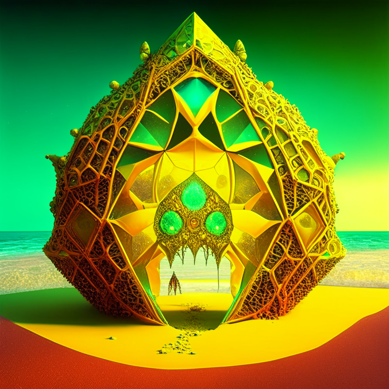 yellow tone, emerald, ruby, crystal gems Armored nether portal lattice, alien worlds,  beach, circus theme