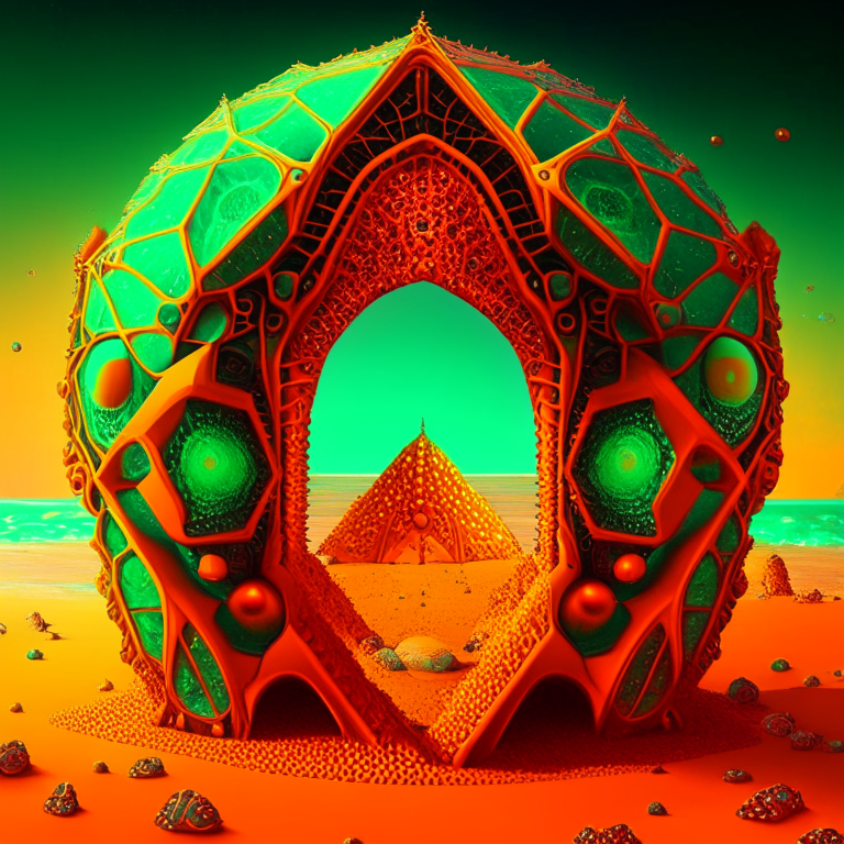 orange tone, emerald, ruby, crystal gems Armored nether portal lattice, alien worlds,  beach, circus theme