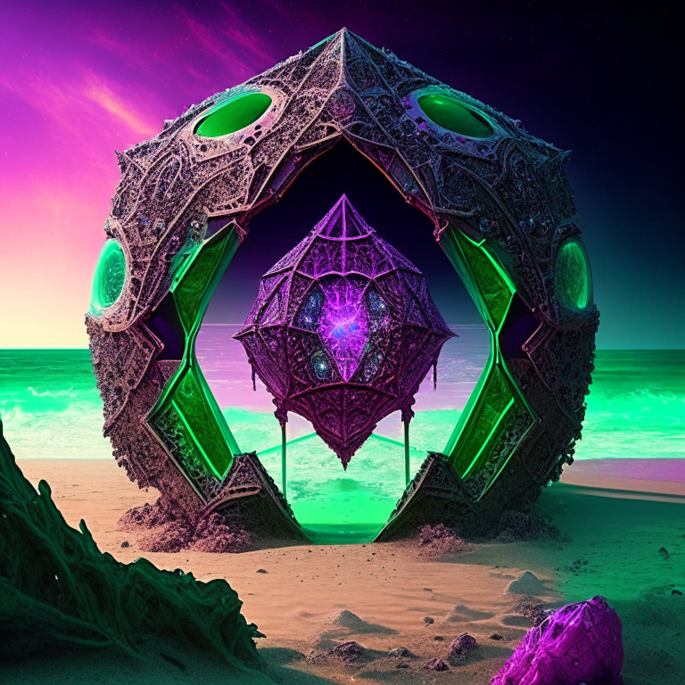 pruple tone, emerald, ruby, crystal gems Armored nether portal lattice, alien worlds,  beach, circus theme