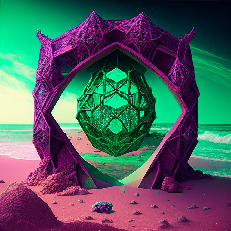 pruple tone, emerald, ruby, crystal gems Armored nether portal lattice, alien worlds,  beach, circus theme