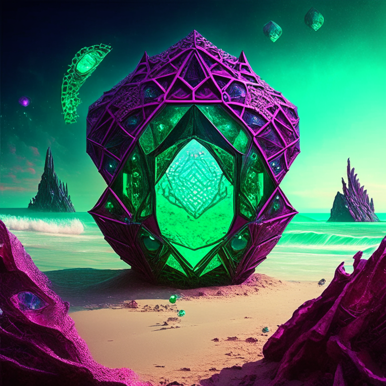 pruple tone, emerald, ruby, crystal gems Armored nether portal lattice, alien worlds,  beach, circus theme