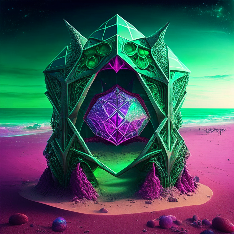 pruple tone, emerald, ruby, crystal gems Armored nether portal lattice, alien worlds,  beach, circus theme