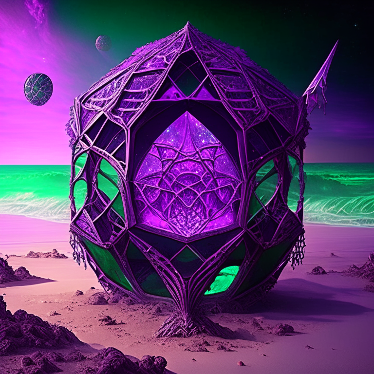 purple tone, emerald, ruby, crystal gems Armored nether portal lattice, alien worlds,  beach, circus theme