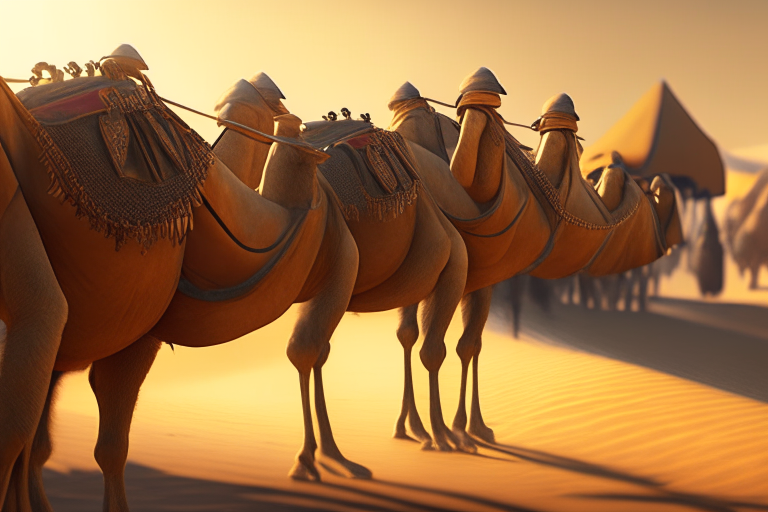 Camel caravan realist 8k cinematic