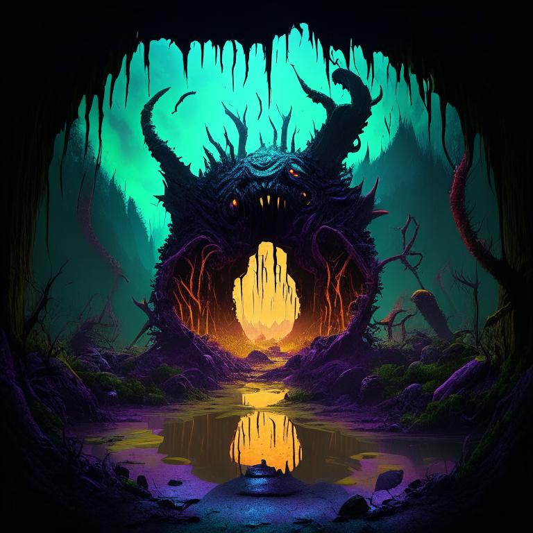 armored Nether portal, swamp, fallout 76 monsters, 8k, dr.suess style