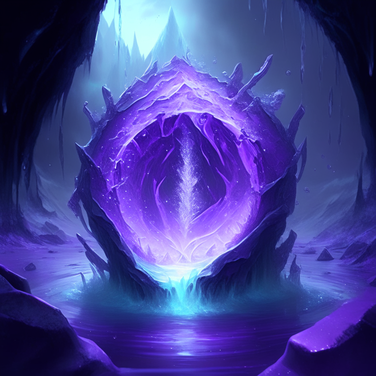 nether portal, magic, water, helix, 8k, ice frosty, purple
