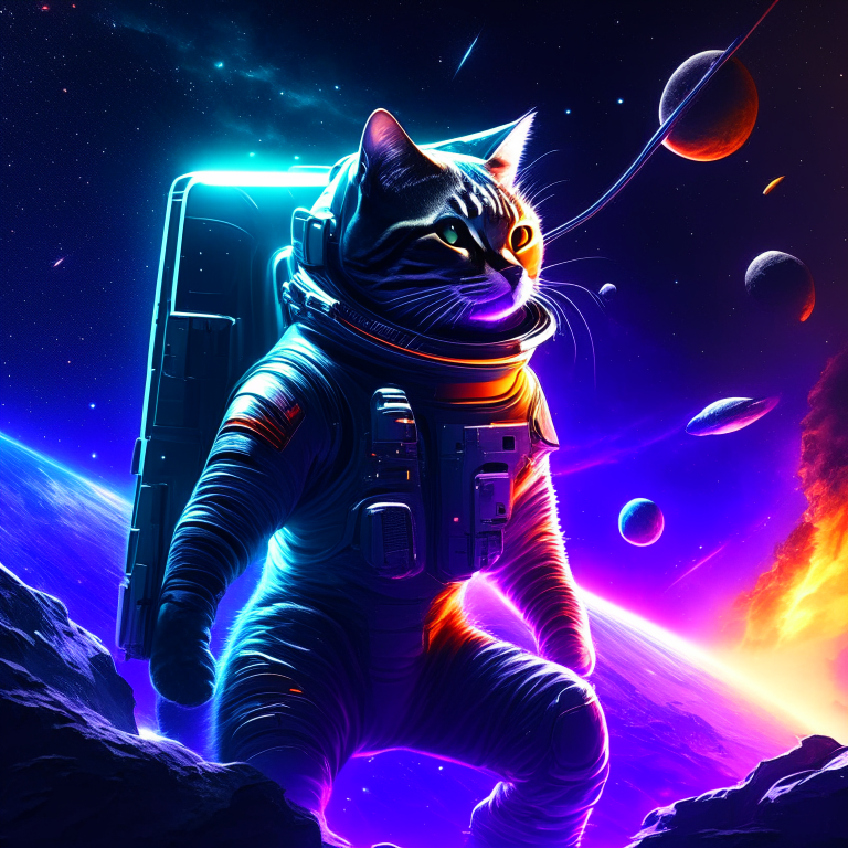 cats, space, planets, cute, spacesuit. at night, zbrush central contest winner