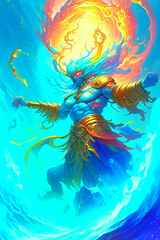 A stunning detailed tsunami deity by Ivan Aivazovsky, Peter Mohrbacher , Greg Rutkowski, stormy ocean, beautiful lighting, full moon, detailed swirling water tornado, artstation