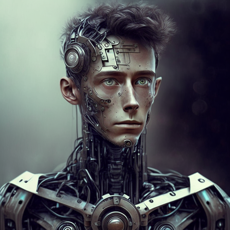 A robot very similiar to human, he is a genius, he look young, he in a time machine