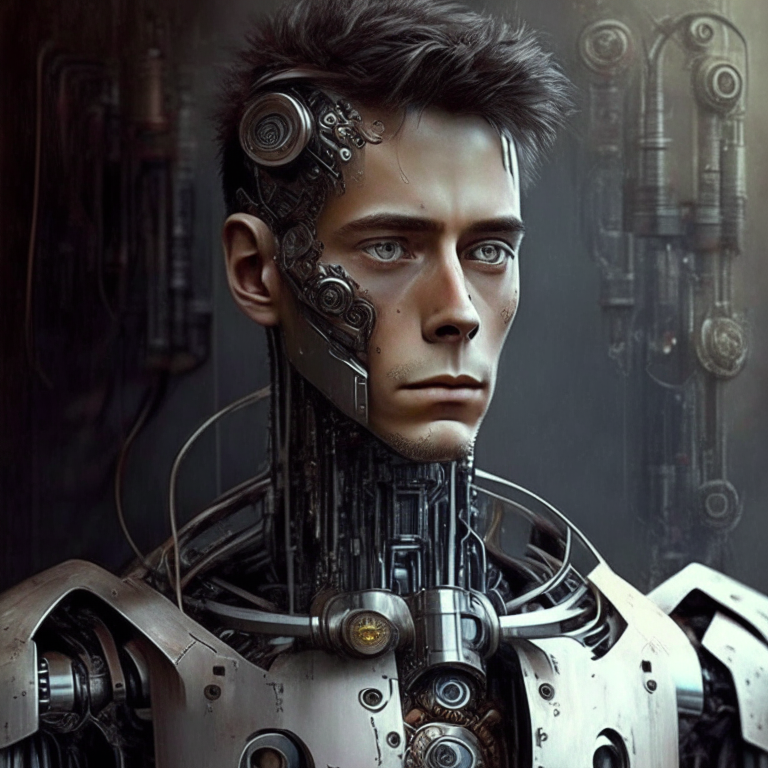A robot very similiar to human, he is a genius, he look young, he in a time machine