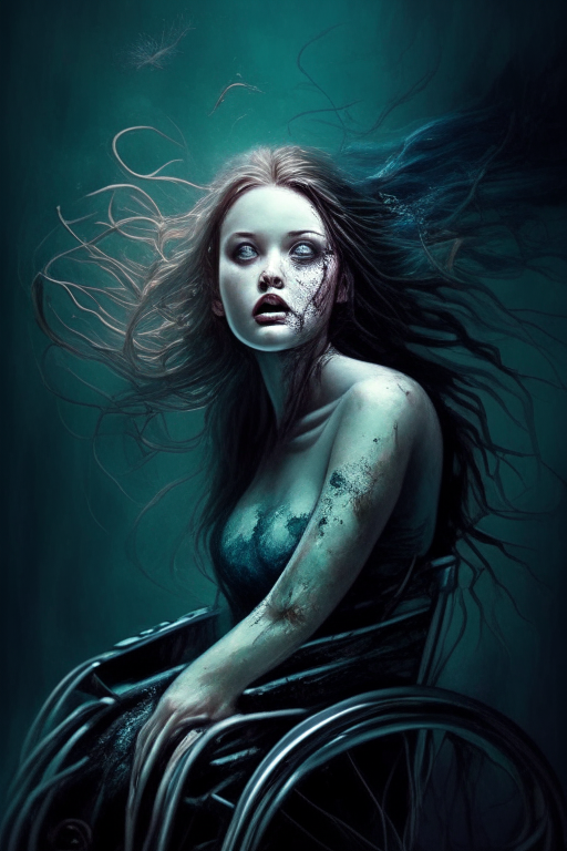 A young woman, she is a mutation between a human and a siren, she is in a wheelchair