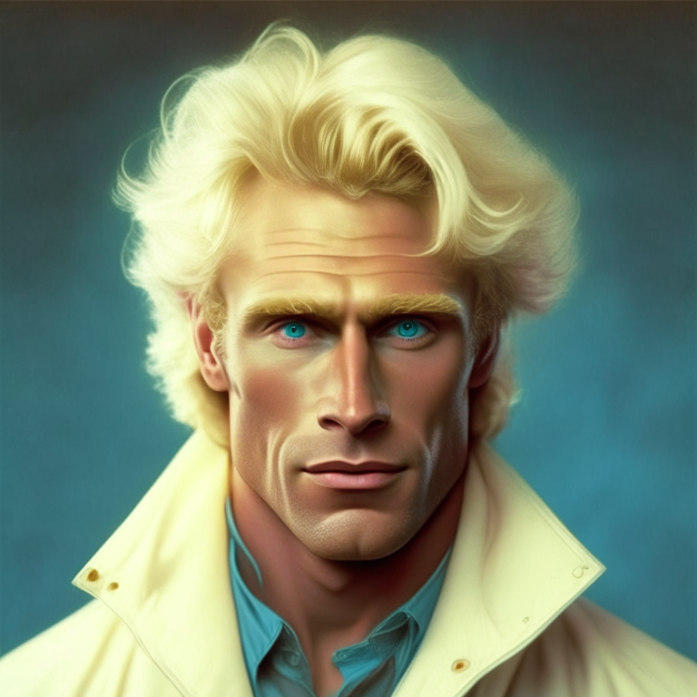 “A forty five year old man, he is a scientist, 80's era, he is blonde, he is nice person”
