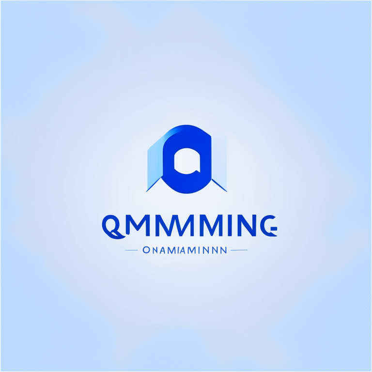 A minimalistic text-based logo in blue and white for the educational technology company Qianming, including the elements 'QM'