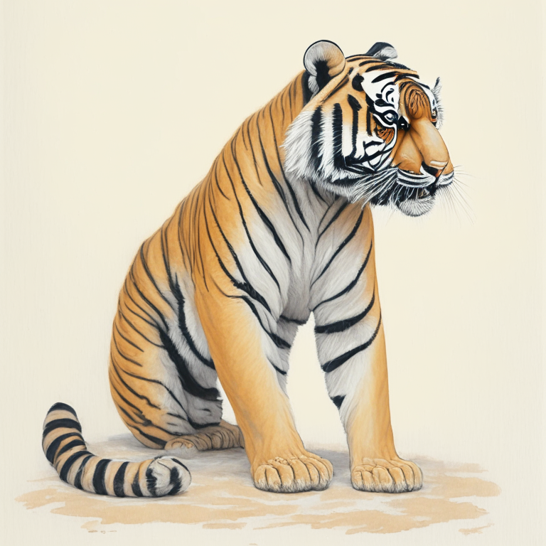 a peanut with the head and paws of a tiger. Full body. semi realistic gouache painting, full shot, natural, in pastel solid colour and thick uneven outline, video still