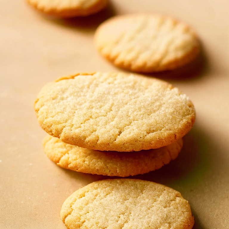 Almond flour shortbread cookies, baked to a golden brown, bright studio lighting, razor-sharp focus on every crumb, minimizing distractions